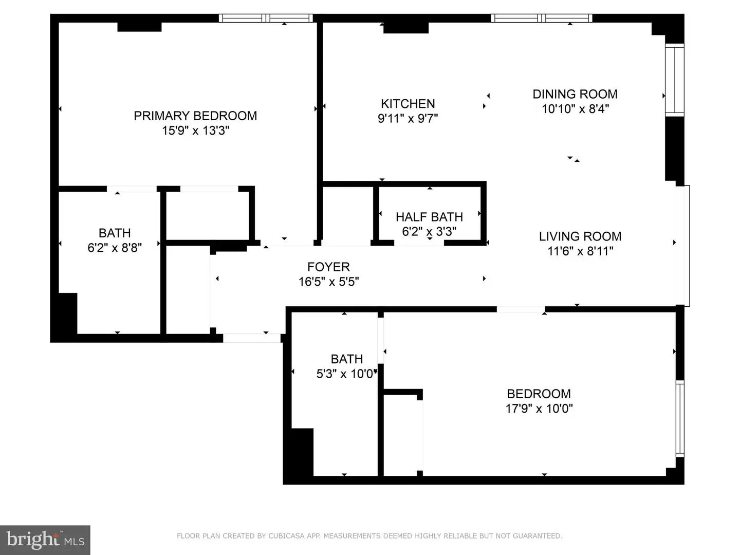 Two-bedroom apartment floor plan layout