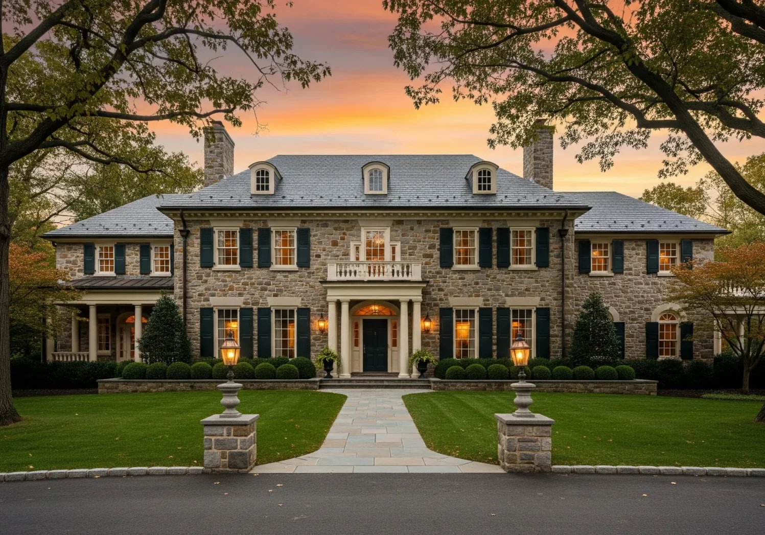 Elegant estate with lush greenery